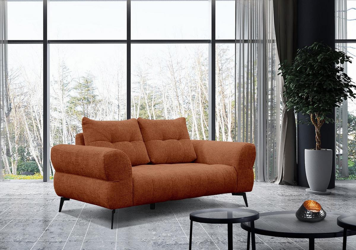 SOFA SALVINI 2-Sitzer, dunkelorange - Dunkelorange/Schwarz, Holzwerkstoff/Textil (176/88/99cm) - Wozimo