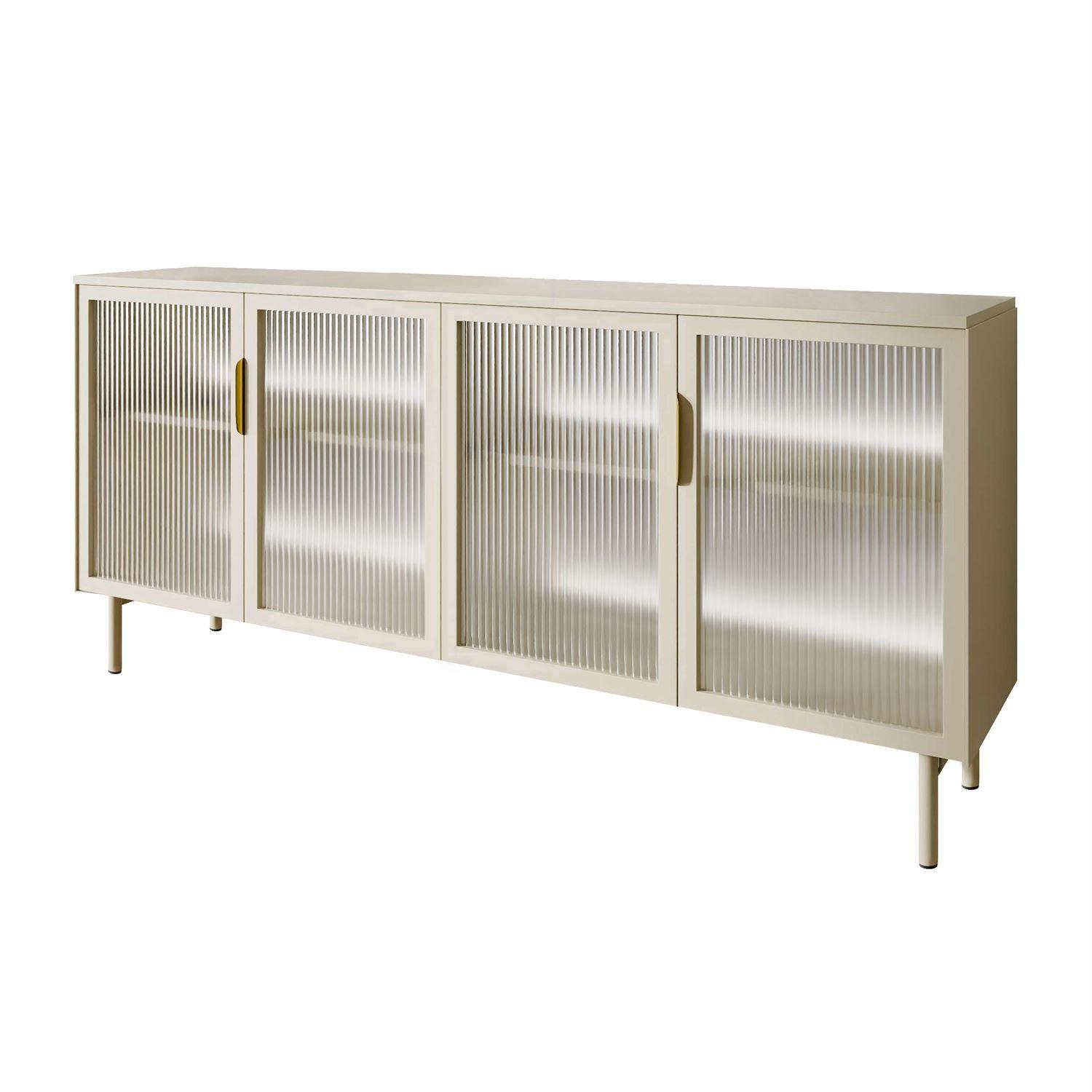 SIDEBOARD LINEA mit Glasfronten und LED-Beleuchtung Kaschmir - Kaschmir, Holzwerkstoff (181/83/39cm) - Lookway