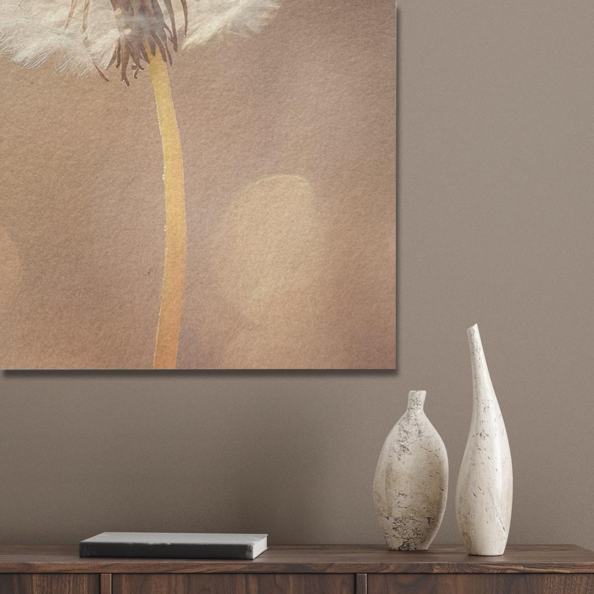 AKUSTIKBILD Löwenzahn - Beige - Natur - Blume Wanddeko 60x90 cm - Hellbraun, Kunststoff (60/90/0.9cm) - MuchoWow