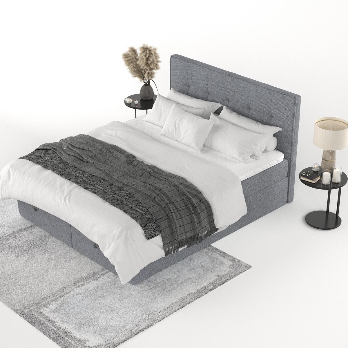BOXBETT Tivra 140/200 cm Grau im Neve Stoff - Schwarz/Grau, Holz/Holzwerkstoff (140/200cm) - AltaBeds