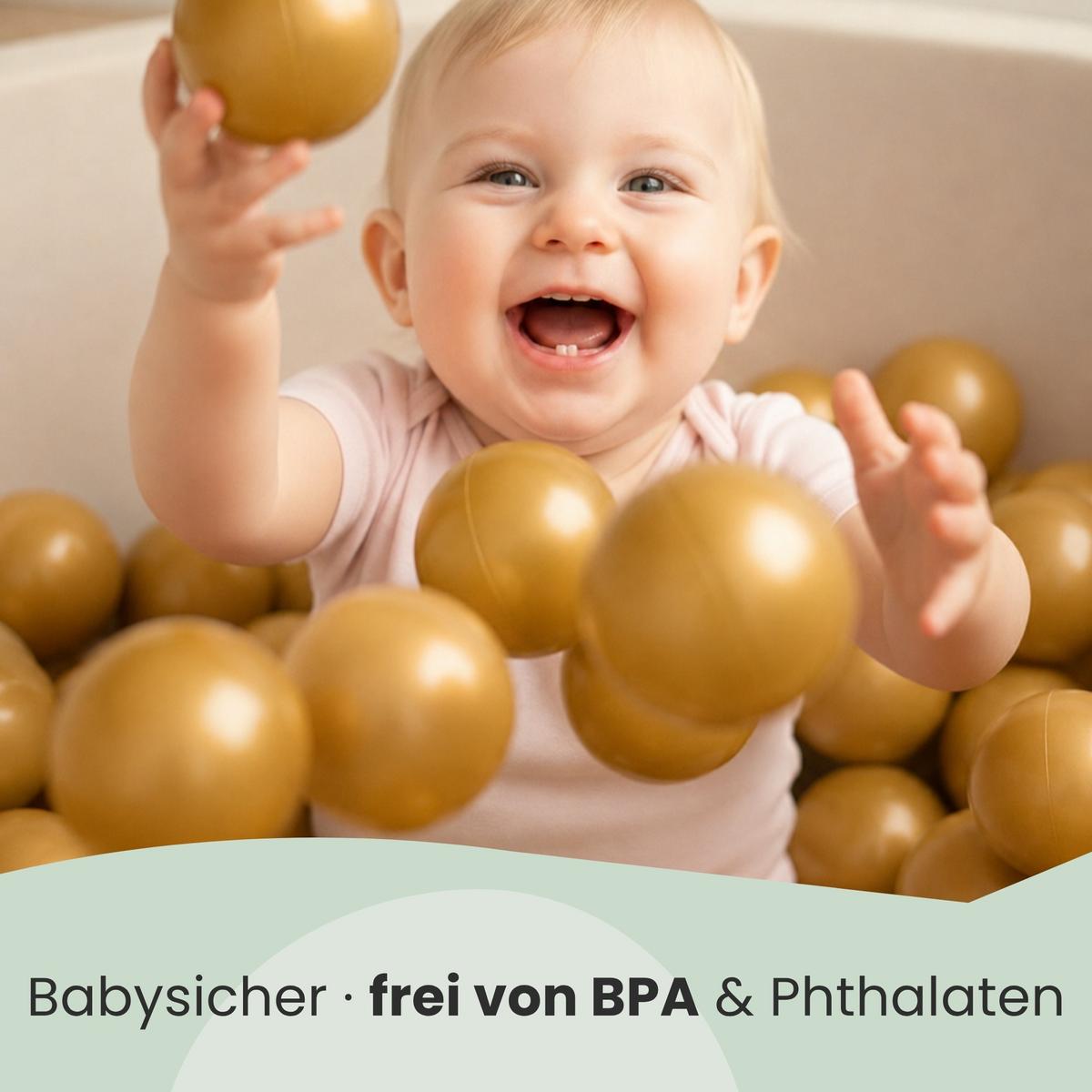 BÄLLEBAD-BÄLLE 50 Stück, Goldfarben, 5.5 cm - Goldfarben, Kunststoff (5.5/5.5/5.5cm) - Littletom