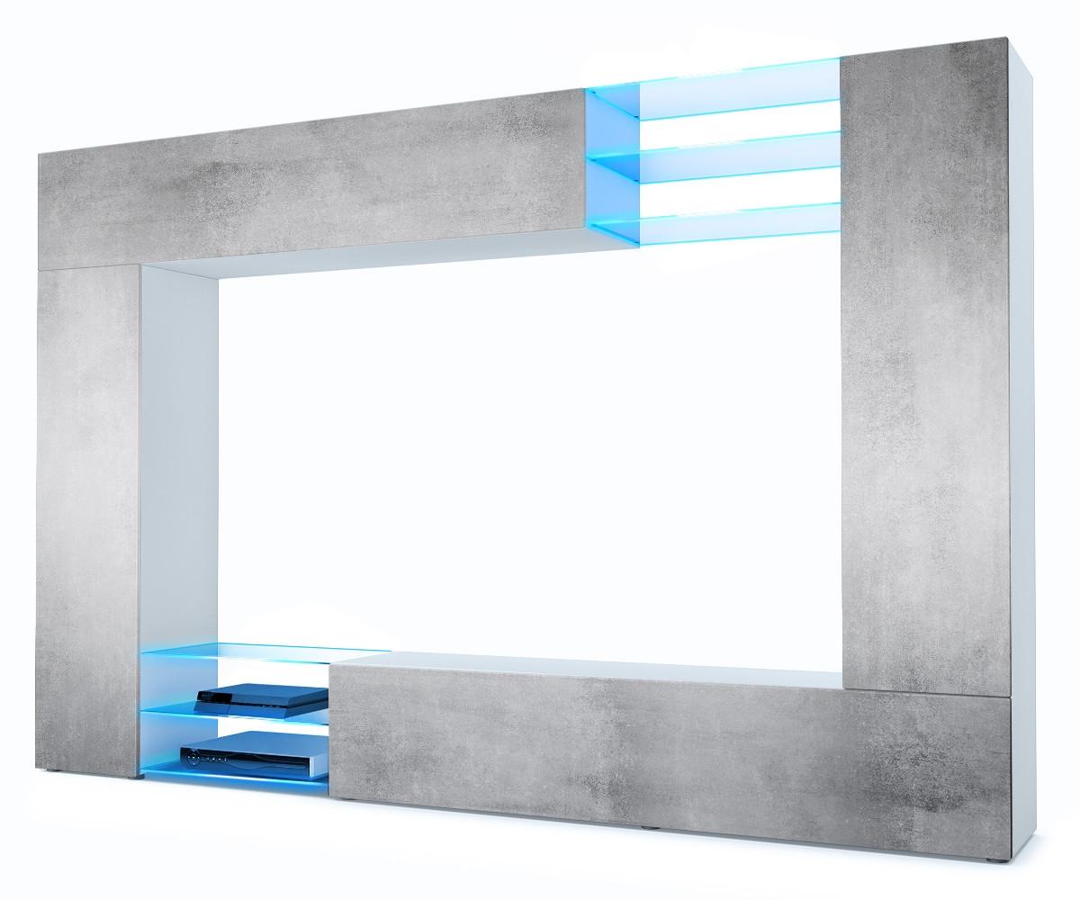 WOHNWAND Mirage Front in Beton Oxid Optik - Hellgrau, Holzwerkstoff (262/182.5/39cm) - Vladon