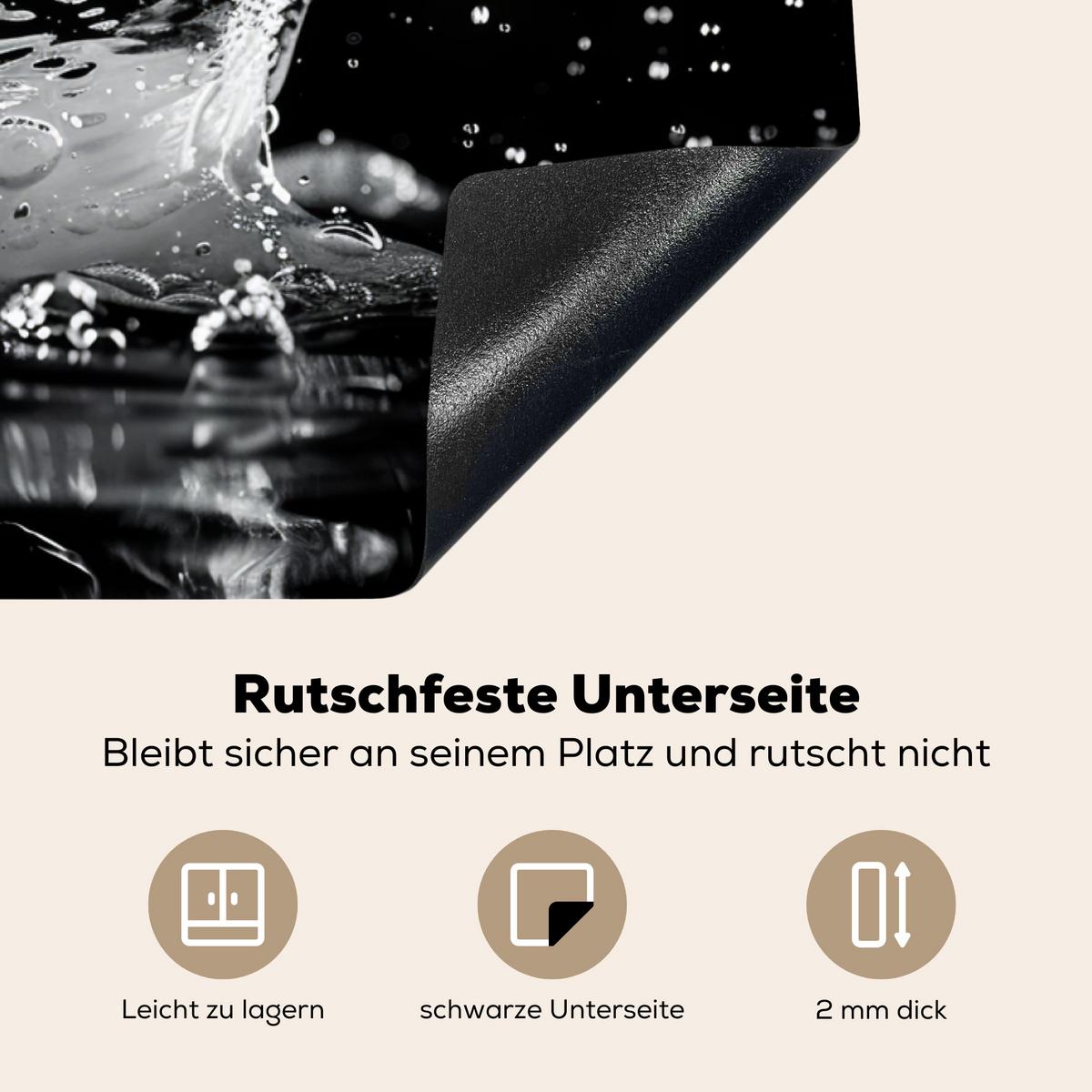 HERDABDECKPLATTE Wasser - Spritzwasser - Schwarz Induktionsschutz 91.6x52.7 cm - Schwarz, Kunststoff (91.6/52.7/0.2cm) - MuchoWow