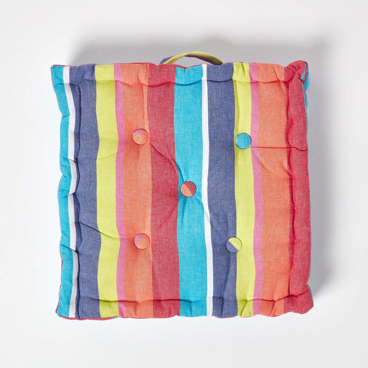 SITZKISSEN bunt gestreift 50/50/10 cm - Multicolor, Textil (50/50/10cm) - Homescapes