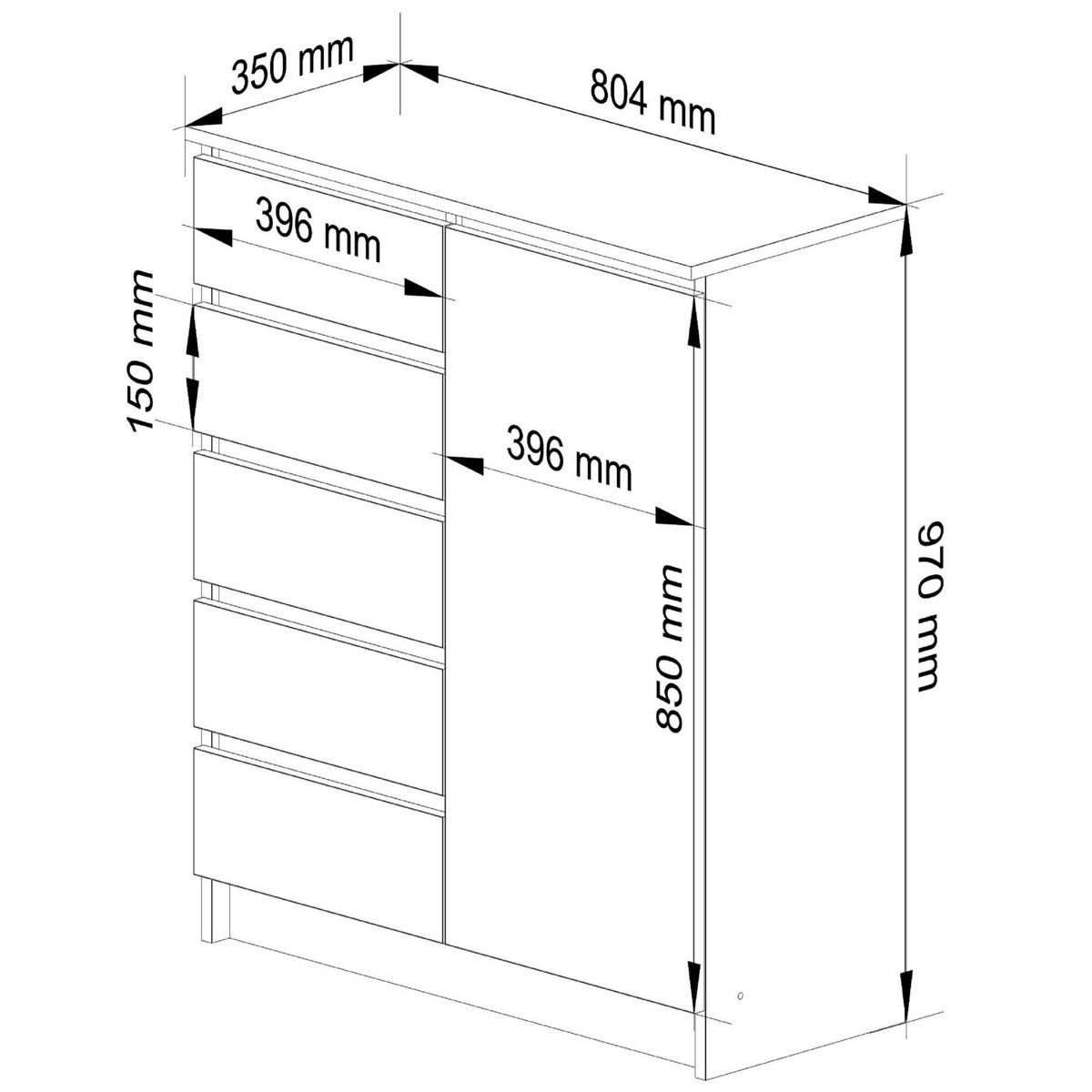 KOMMODE Eiche Artisan, Weiß 97/80/35 - Eiche Artisan/Weiß, Holzwerkstoff (80/97/35cm) - RAUMHIRSCH FURNITURE