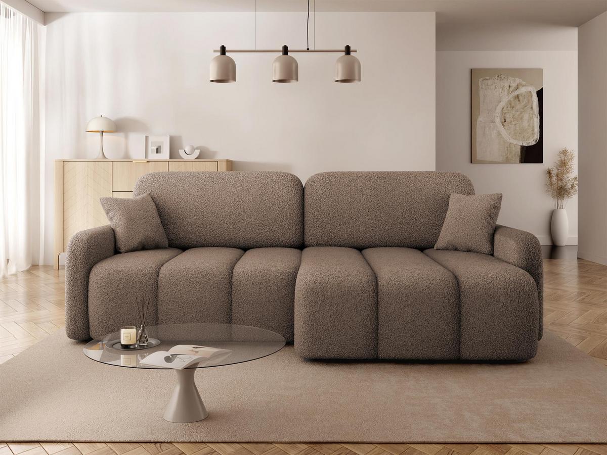 ECKSOFA Carlos Boucle - Schwarz/Braun, Holz/Kunststoff (236/160cm) - MIRJAN24