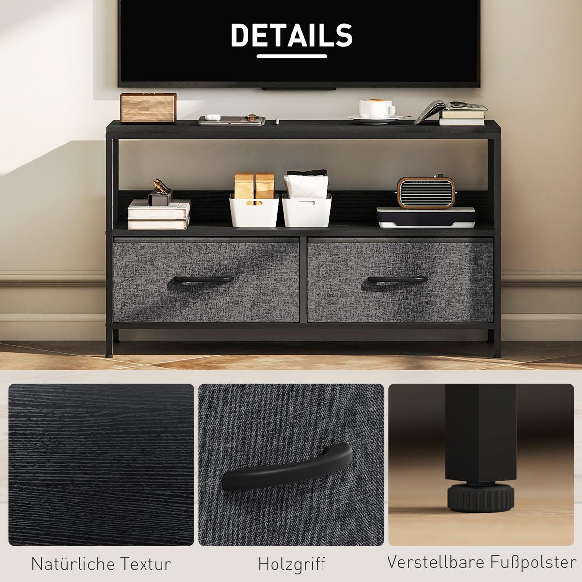 TV-SCHRANK 839-071V00BK - Schwarz, Metall (29/56/98cm) - HOMCOM