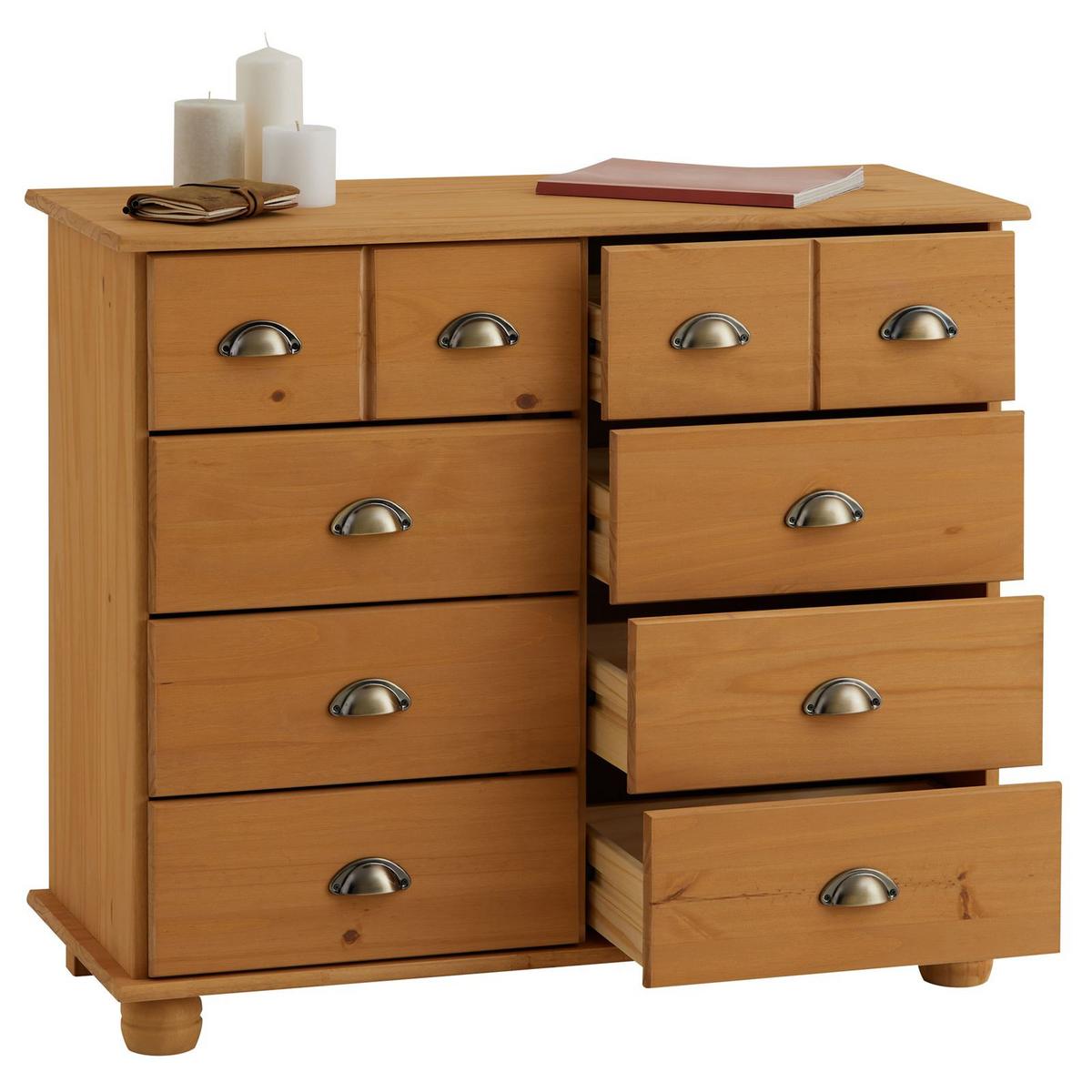 APOTHEKERKOMMODE COLMAR gebeizt/gewachst - Kieferfarben, Holz (92/80/39cm) - IDIMEX