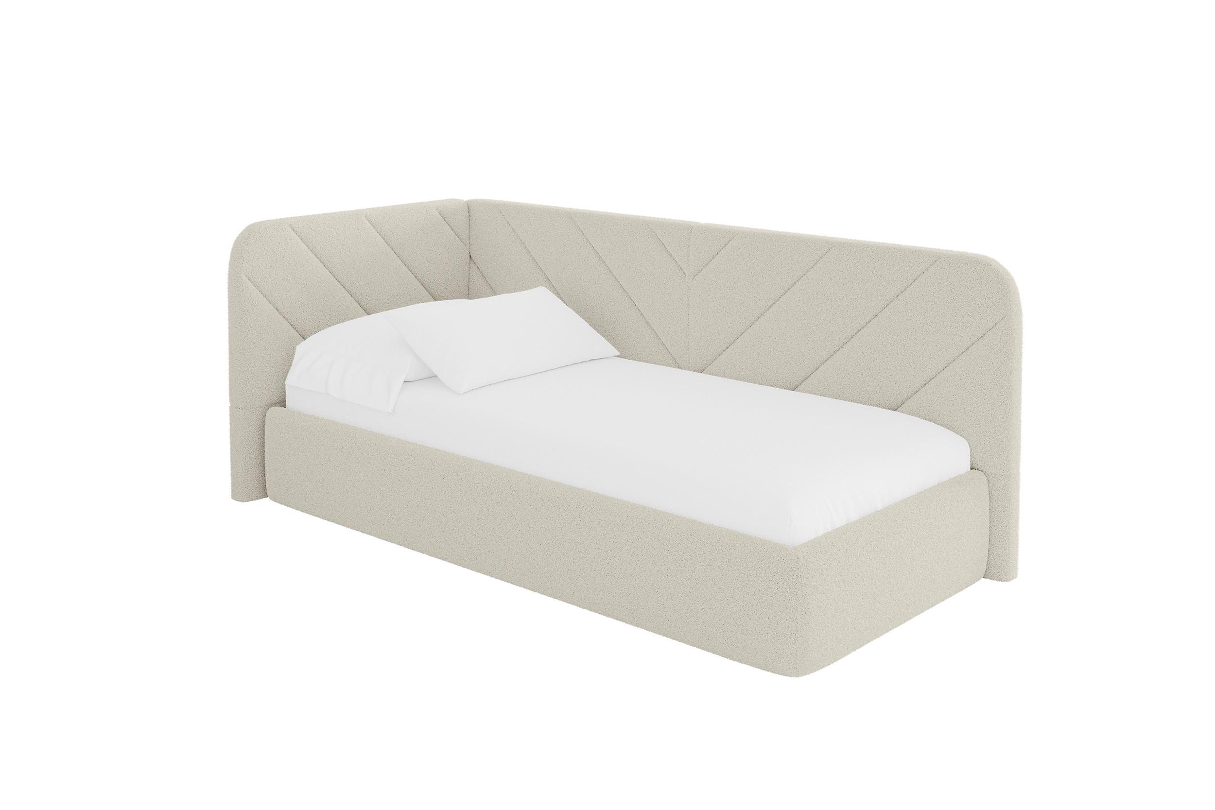 EINZELLBETT Jugendbett mit Bettkasten, Rechts - FIKY 100x200 Beige - Perlmutt, Holzwerkstoff/Textil (100/200cm) - ALTDECOR