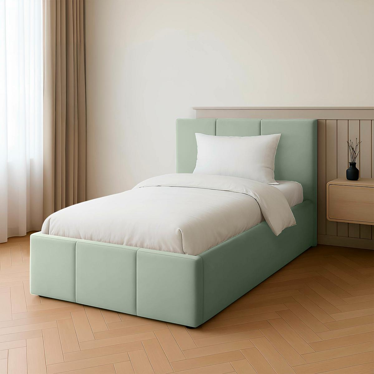 POLSTERBETT für Schlafzimmer Bett mit Stauraum Mint 90x200 - Grün, Holzwerkstoff/Metall (90/200cm) - Muralo