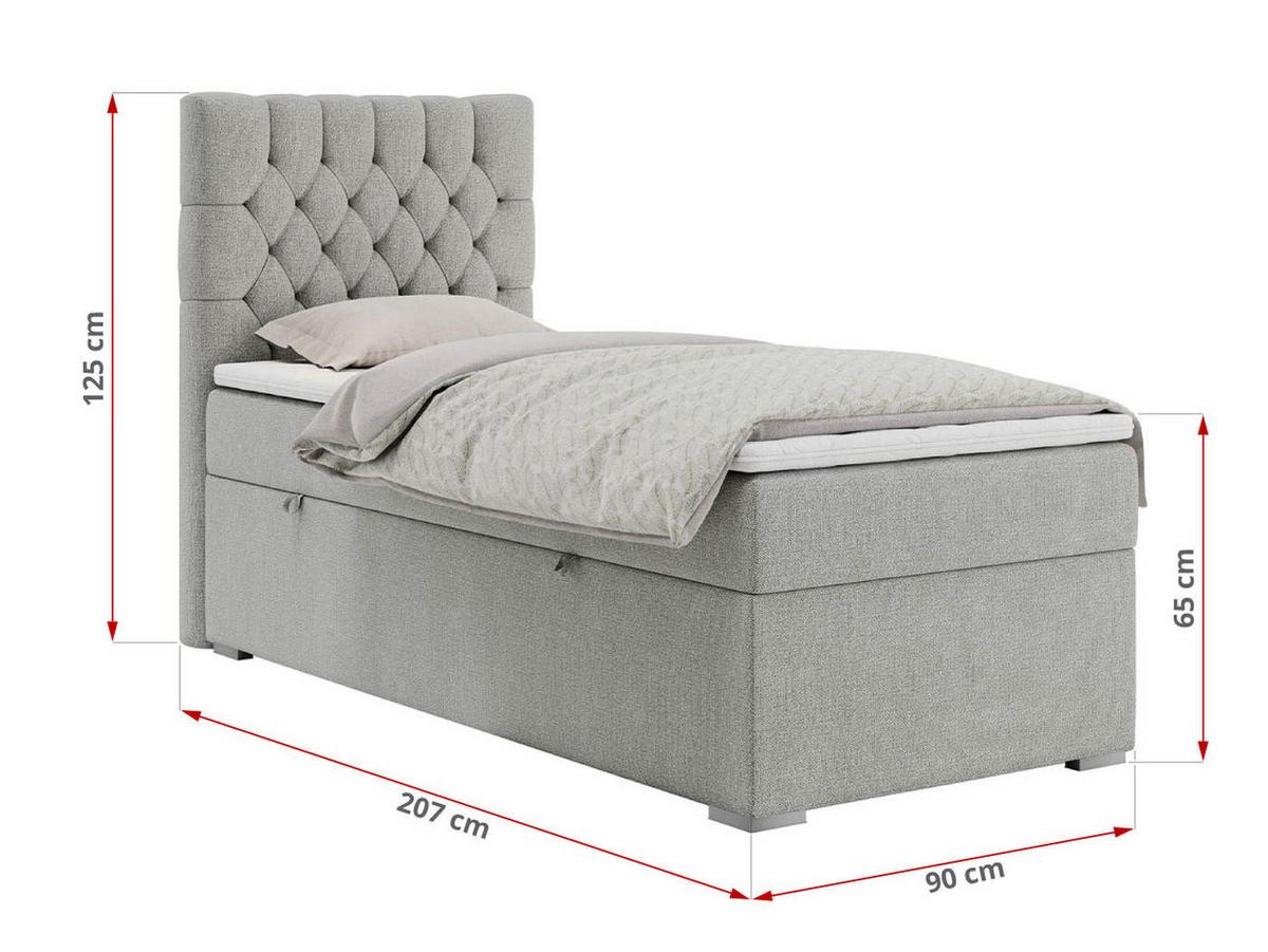BOXBETT PERA 90/200 Hellgrau Struktur - H4 - Links Seite - Hellgrau, Holz/Textil (90/200cm) - MKS