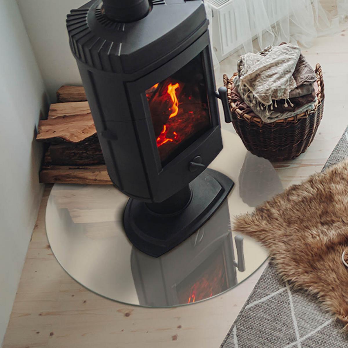 GLASPLATTE für Kamin Ø 70 cm - Gelb, Glas (70/70/0.4cm) - TULUP