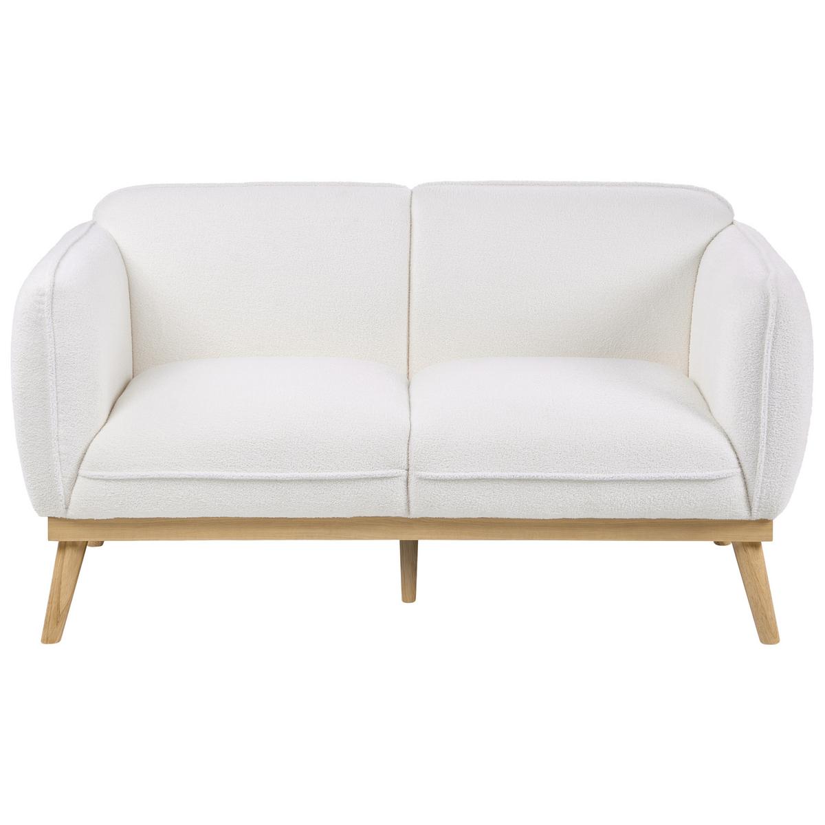 2-SITZER-SOFA Bouclé Weiß Ljung - Hellbraun, Textil (160/82/82cm) - Beliani