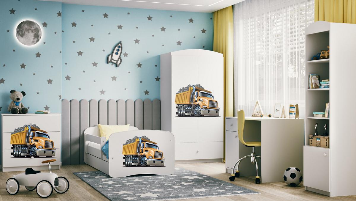 KINDERBETT Lastwagen mit Schublade 140/70 80/61/144 - Weiß, Holzwerkstoff (80/140cm) - RAUMHIRSCH FURNITURE