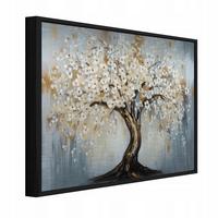 BILDER mit Rahmen Baum Blumen Beige 150x100 cm - Multicolor, Metall (150/100cm) - Wallarena