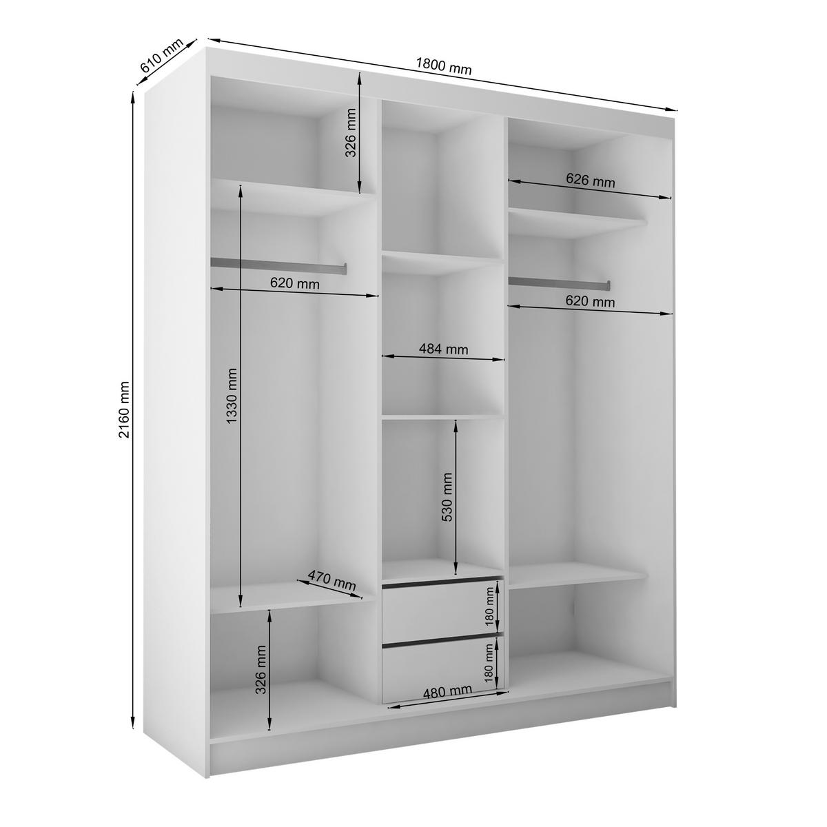 SCHWEBETÜRENSCHRANK LAMELLO 180/216/61 cm 3-türig mit Spiegel Eiche Artisan - Eiche Artisan, Holzwerkstoff (180/216/61cm) - MASSENO