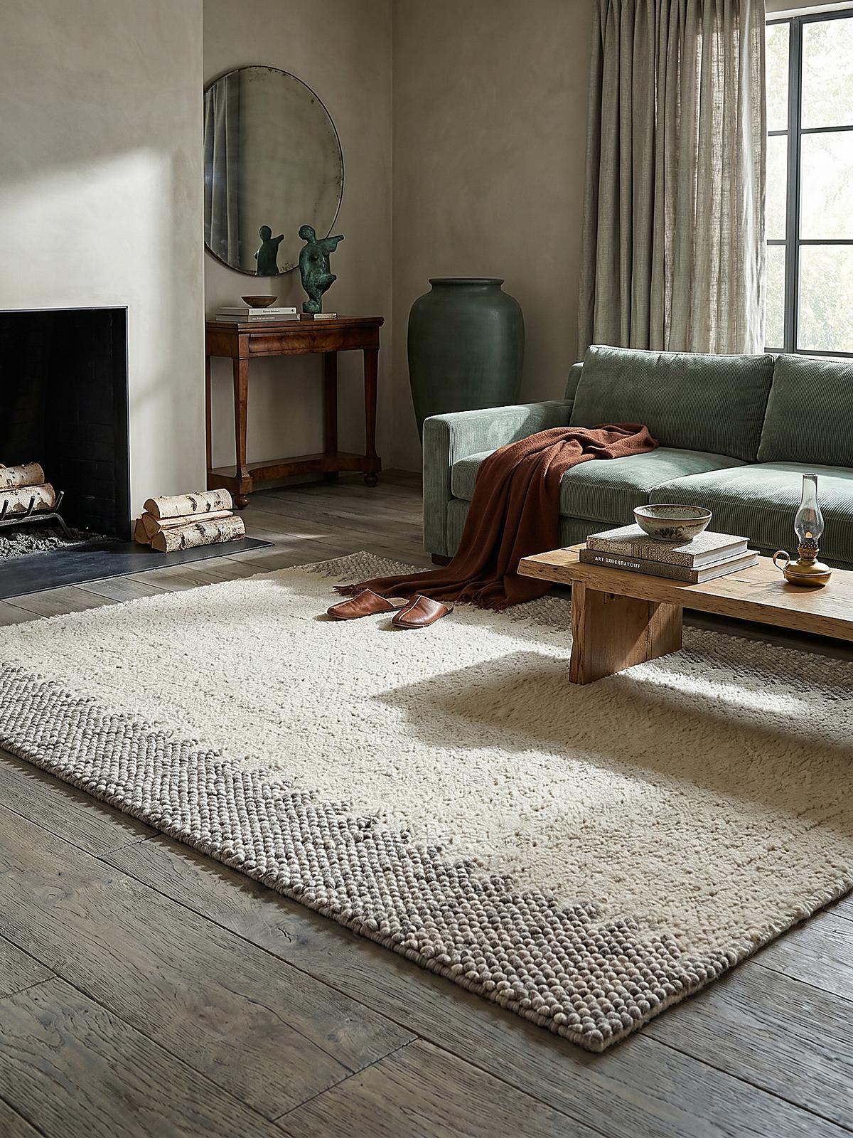 WOLLTEPPICH handgewebt MEDWAY, mit Bordüre, Beige, 80 x 150 cm - Beige, Textil (150/80cm) - KADIMA DESIGN