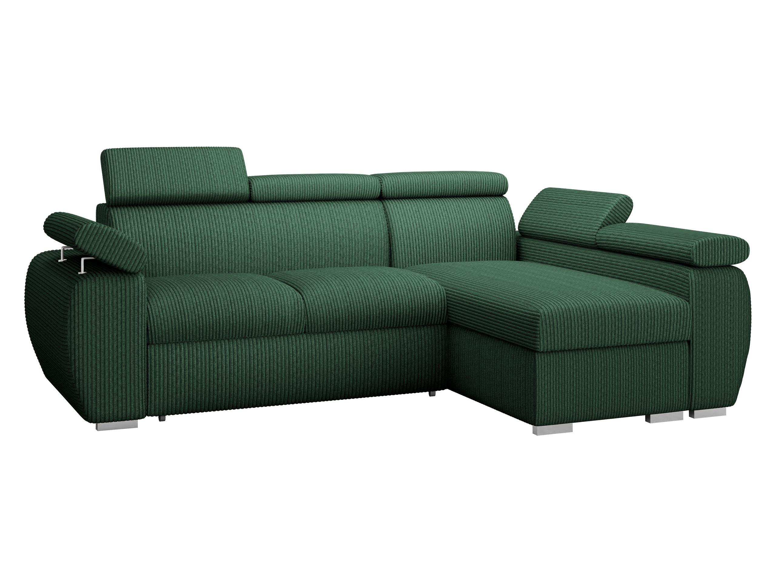 ECKSOFA Boston Mini Premium Cord 2RLC Seite: Rechts 2R+LC - Chromfarben/Grün, Holz/Textil (170/255cm) - MIRJAN24