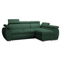 ECKSOFA Boston Mini Premium Cord 2RLC Seite: Rechts 2R+LC - Chromfarben/Grün, Holz/Textil (170/255cm) - MIRJAN24