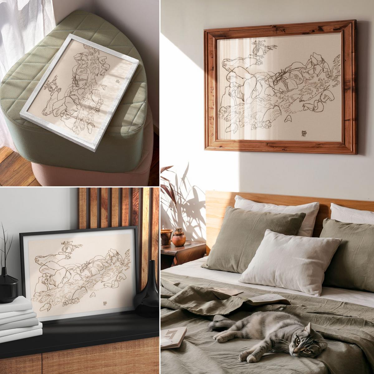 POSTER - 29x21 cm (A4) - Egon Schiele - Gebirgsbach - Beige, Textil (29.7/21/0.1cm) - TULUP