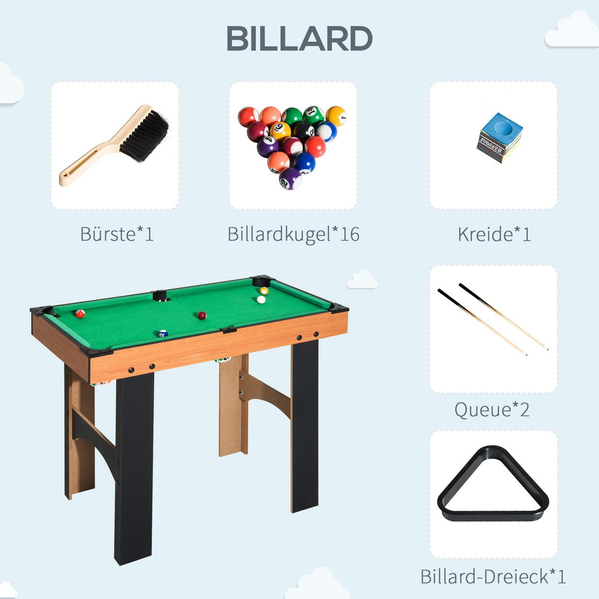4-IN-1 Mini Multispieltisch mit Tischfußball Tischhockey Tischtennis Billard - Multicolor, Holzwerkstoff (78/92cm) - HOMCOM