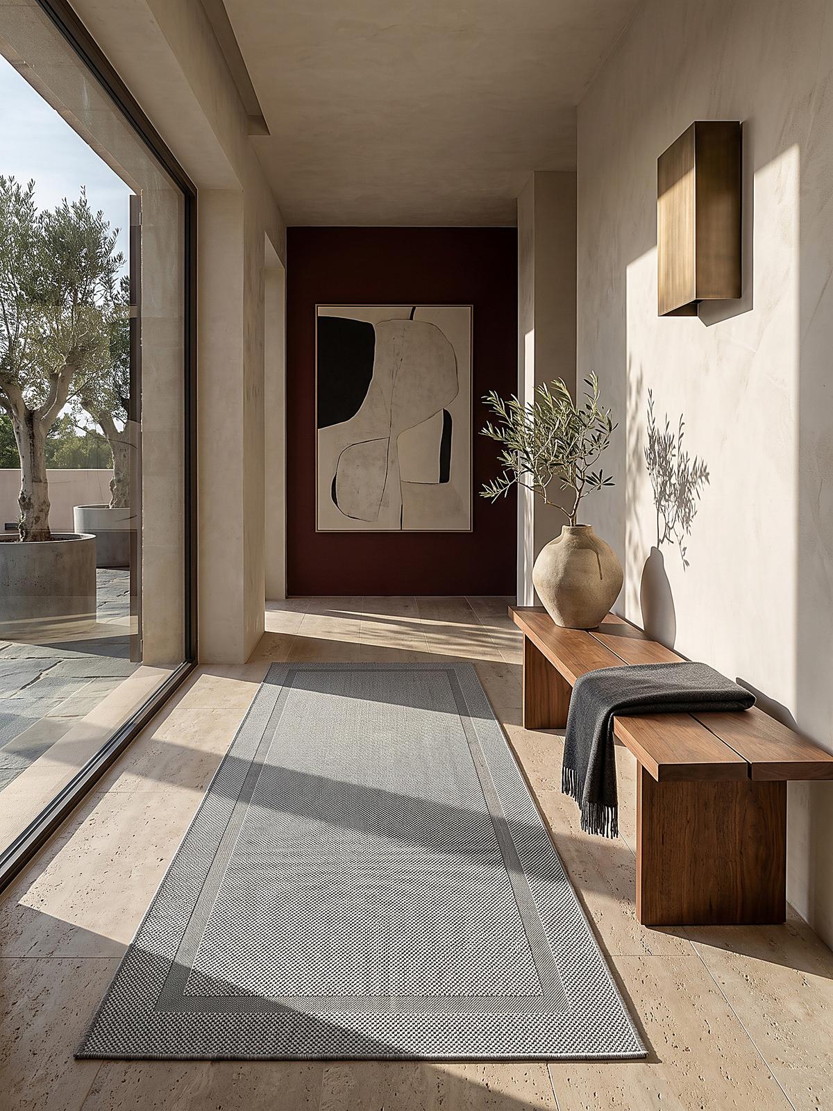 TEPPICHLÄUFER Bordüre BORNO Polypropylen Grau 80 x 150 cm - Grau, Textil (80/150cm) - KADIMA DESIGN
