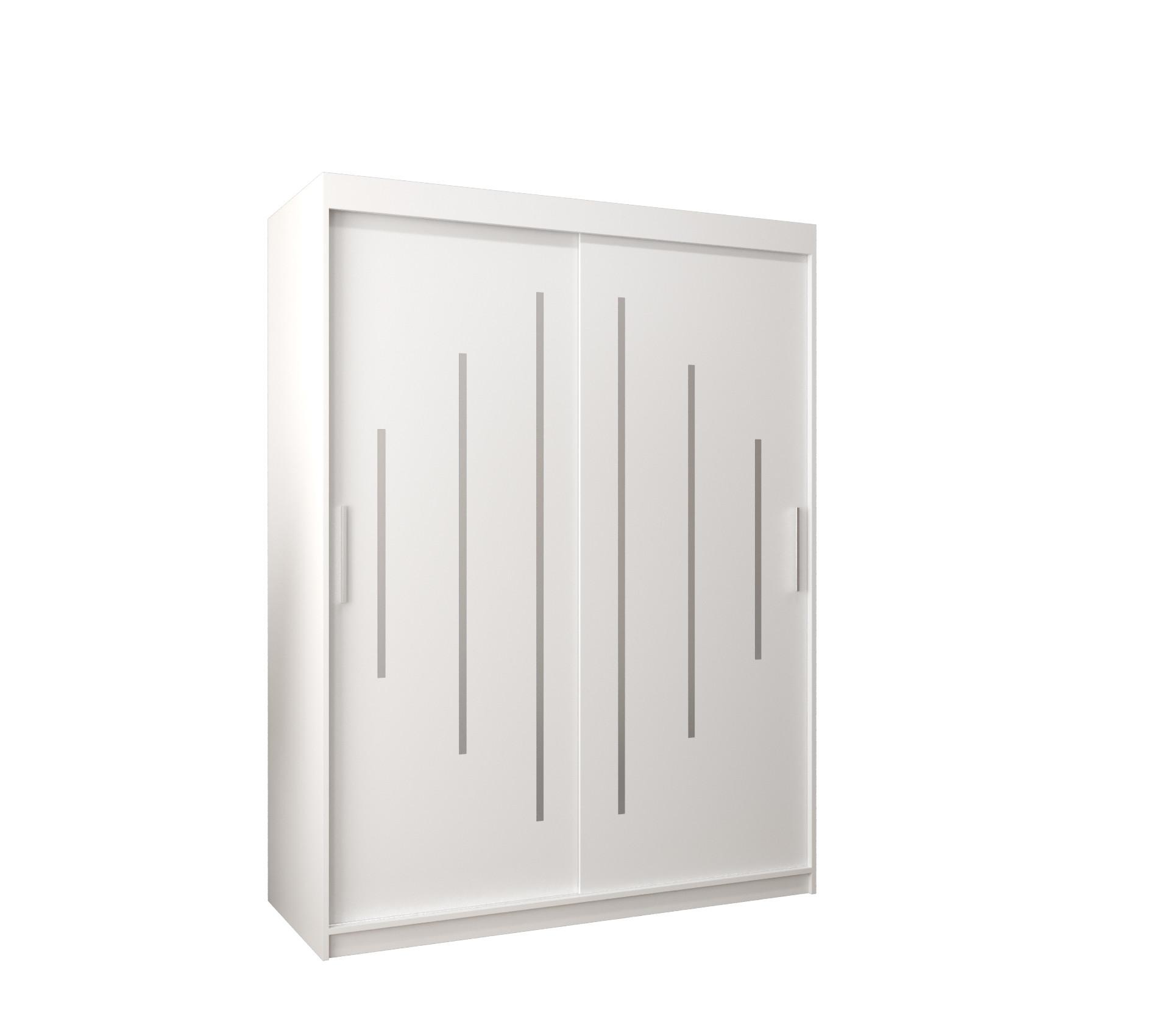 SCHWEBETÜRENSCHRANK 200/150/62 2-türig - Silberfarben/Weiß, Holz/Kunststoff (150/200/62cm) - Abiks Möbel