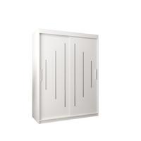 SCHWEBETÜRENSCHRANK 200/150/62 2-türig - Silberfarben/Weiß, Holz/Kunststoff (150/200/62cm) - Abiks Möbel