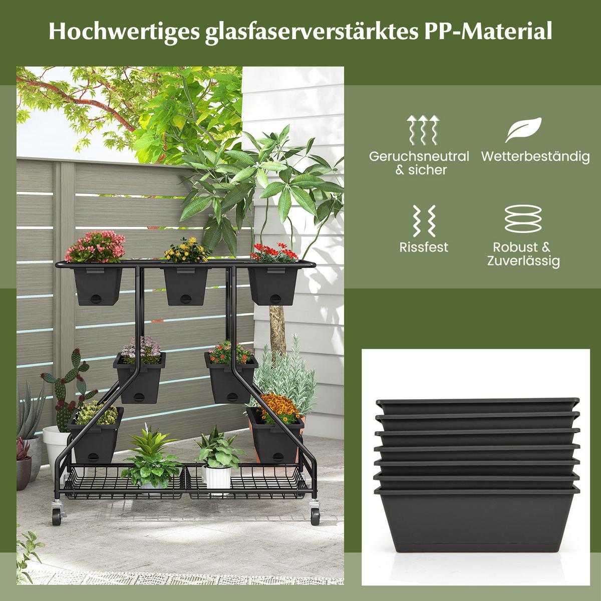 BLUMENREGAL Schwarz - Schwarz, Metall (100/99/56cm) - COSTWAY
