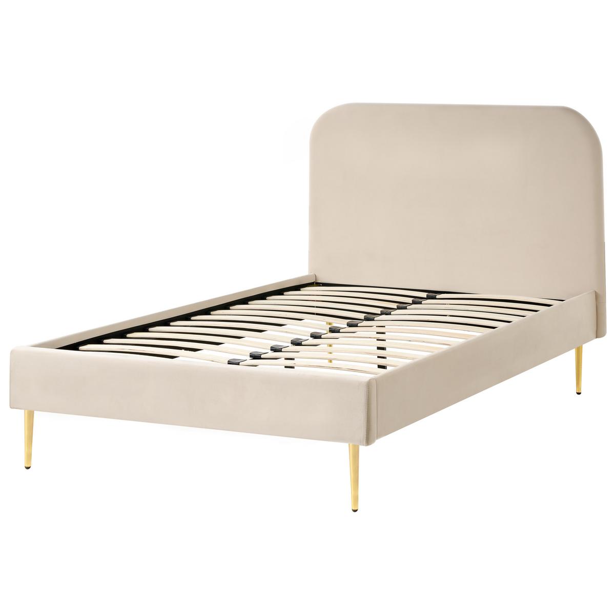BETT mit Lattenrost 120/200 cm Samtstoff Hellbeige Flayat - Beige, Textil (120/200cm) - Beliani