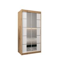 SCHWEBETÜRENSCHRANK 200/100/62 2-türig - Silberfarben/Weiß, Holz/Kunststoff (100/200/62cm) - MÖBEL KRYSPOL