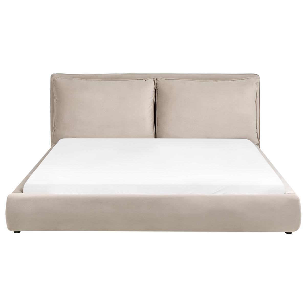 BETT mit Lattenrost 180/200 cm Samtstoff Taupe Bajonna - Taupe, Textil (180/200cm) - Beliani