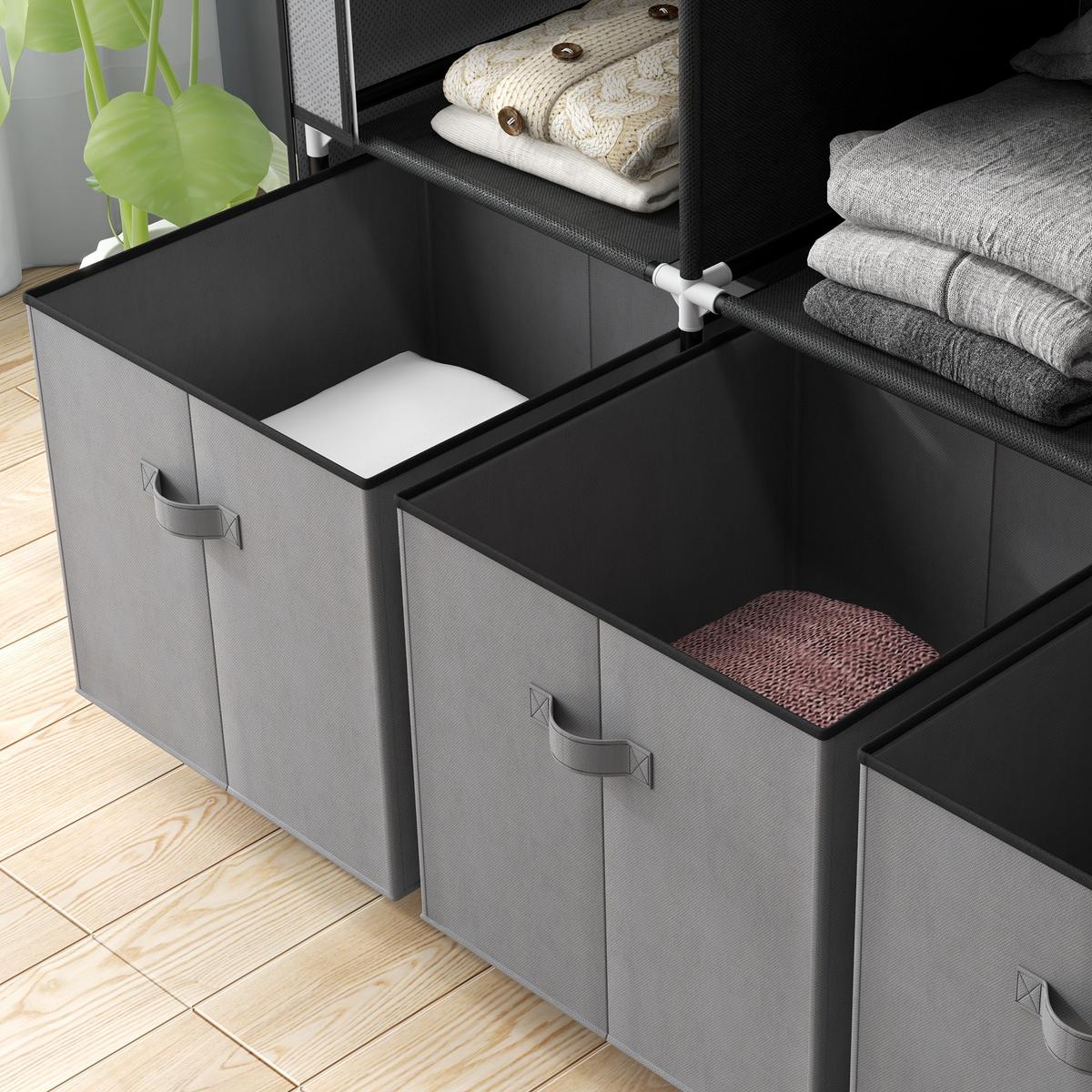 STOFFSCHRANK, Kleiderschrank, Faltschrank mit Reißverschluss, Faltbare Garderobe - Dunkelgrau, Kunststoff/Textil (43/162.5/125cm) - HOMCOM