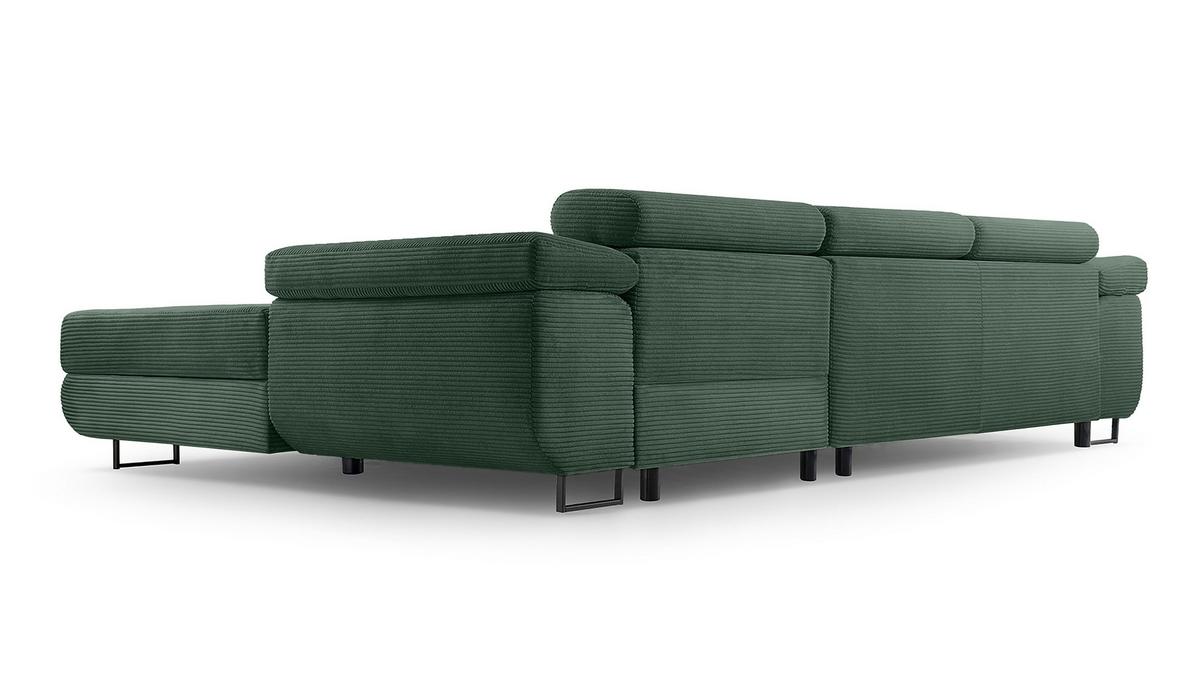 ECKSOFA L Form Arborio Dunkelgrün 280/203/90 cm Rechts mit Schlaffunktion - Dunkelgrün/Schwarz, Textil/Metall (280/203cm) - AX Living