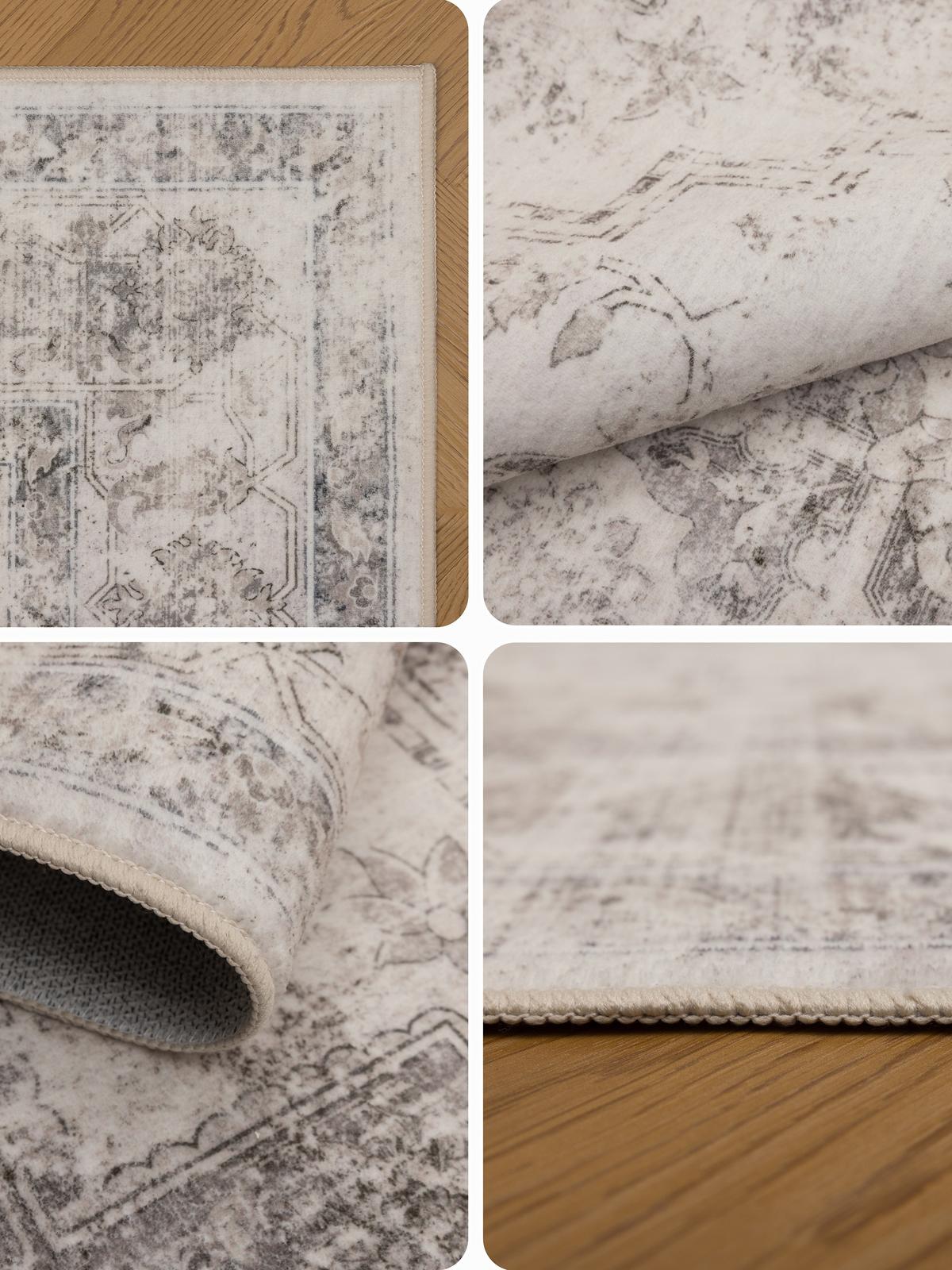 LÄUFER waschbar, mit floralen Ornamenten, VERNANTE in Beige-Grau, 80 x 150 cm - Beige, Textil (80/150cm) - KADIMA DESIGN