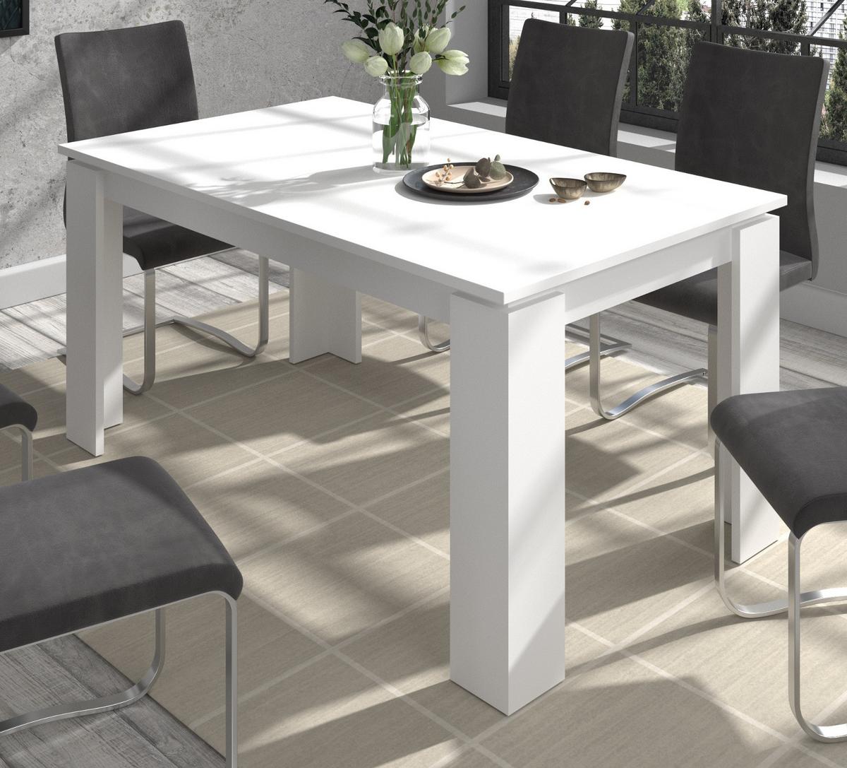 ESSTISCH weiß 160 - 200 x 90 cm, Küchentisch ausziehbar - Weiß, Holzwerkstoff/Metall (160/90/76cm) - Inn.Furn