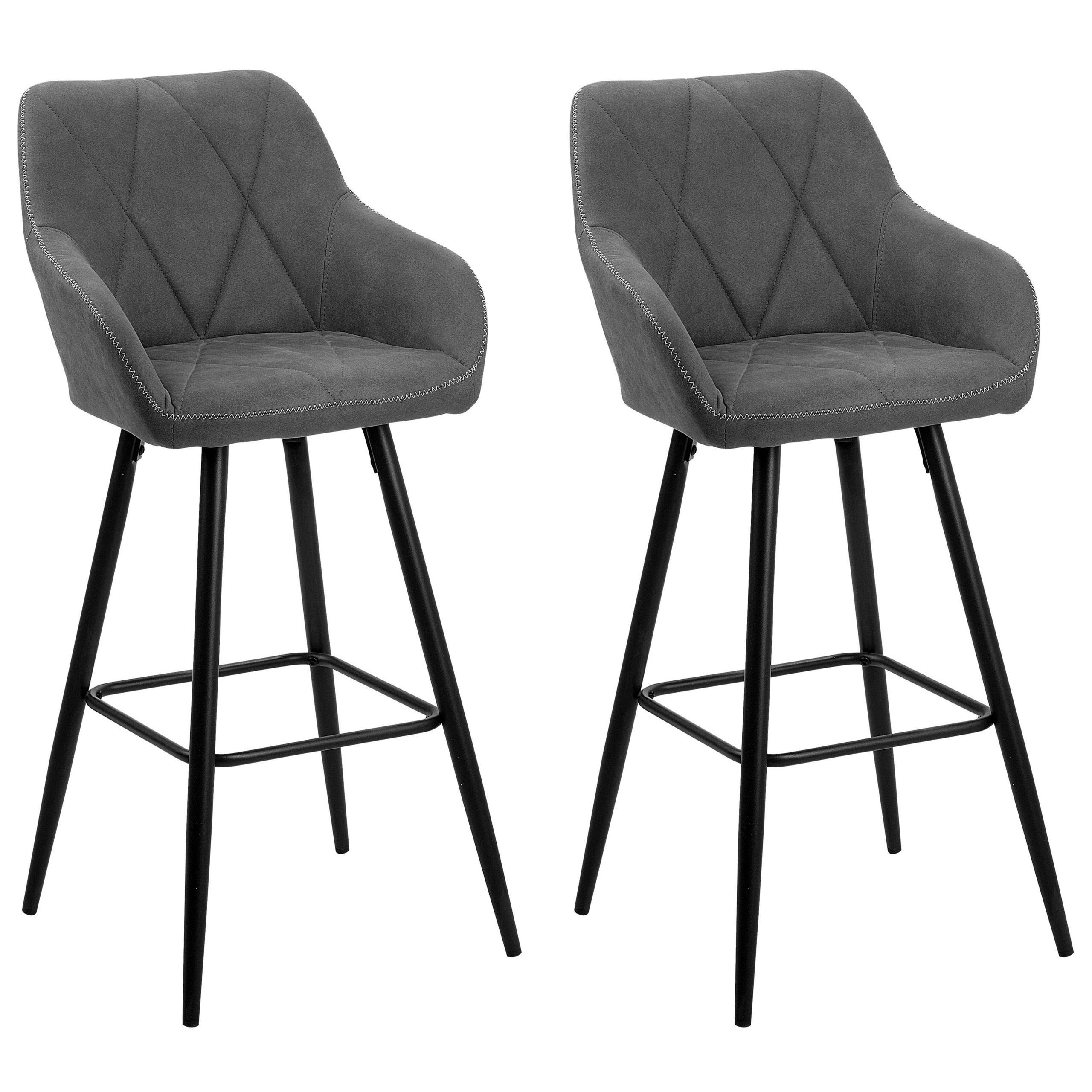 BARSTUHL 2er-Set Polsterbezug Grau Darien - Dunkelgrau/Schwarz, Textil/Metall (44/104/41cm) - Beliani