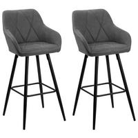 BARSTUHL 2er-Set Polsterbezug Grau Darien - Dunkelgrau/Schwarz, Textil/Metall (44/104/41cm) - Beliani