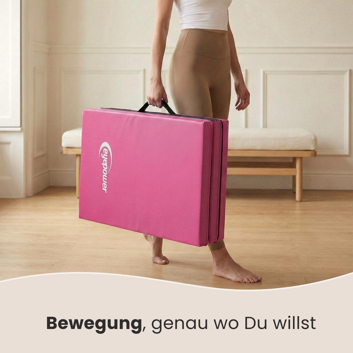 GYMNASTIKMATTE zum Wenden - 180/60/5 cm Faltbare Turnmatte - Pink/Lila, Kunststoff (60/180cm) - eyepower