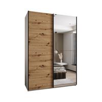 SCHWEBETÜRENSCHRANK 245,5/170/64 2-türig - Schwarz/Eiche Artisan, Holz/Metall (170/245/64cm) - Abiks Möbel