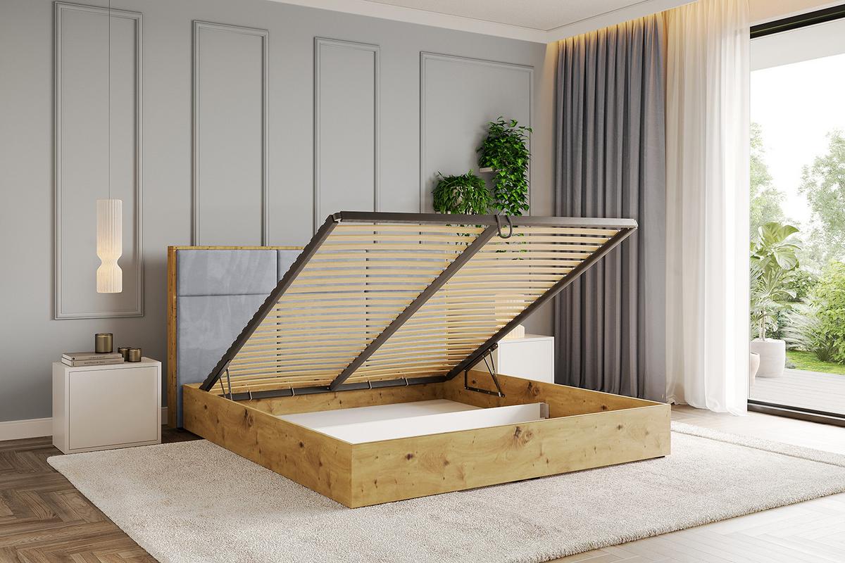 POLSTERBETT mit Bettkasten und Lattenrost, Boxbett ohne Matratze - ENZO1 180x200 Hellgrau - Hellgrau, Holzwerkstoff/Textil (180/200cm) - ALTDECOR