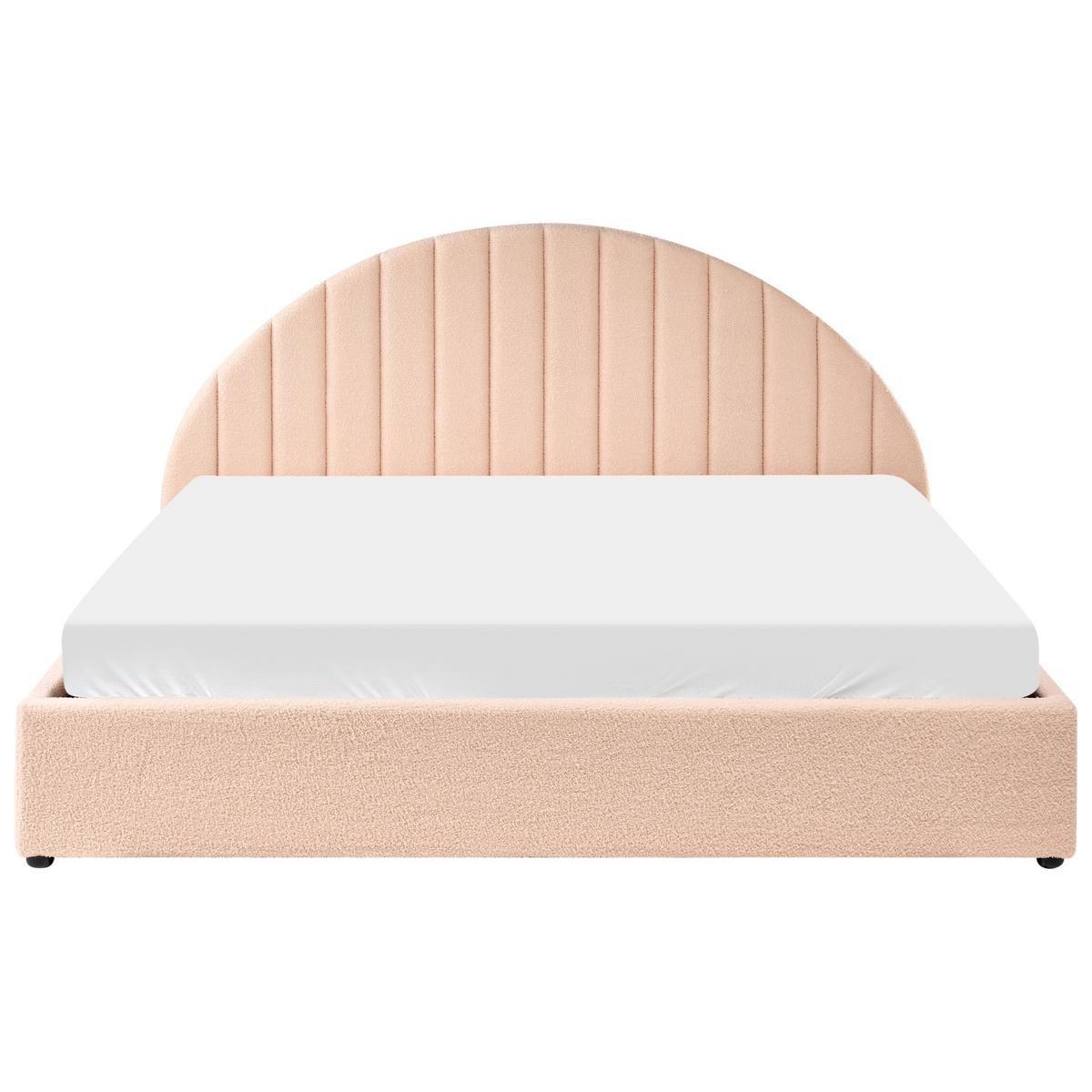BETT mit Stauraum 180/200 cm Pfirsichrosa Chadenet - Pink, Textil (180/200cm) - Beliani