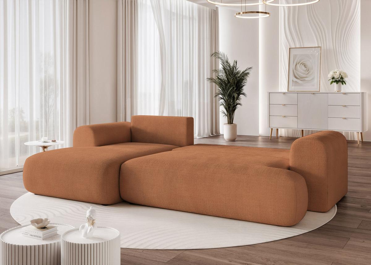 ECKSOFA BLOOM Links mit Schlaffunktion und Bettkasten Orange - Orange, Kunststoff/Textil (263/150cm) - Idohome