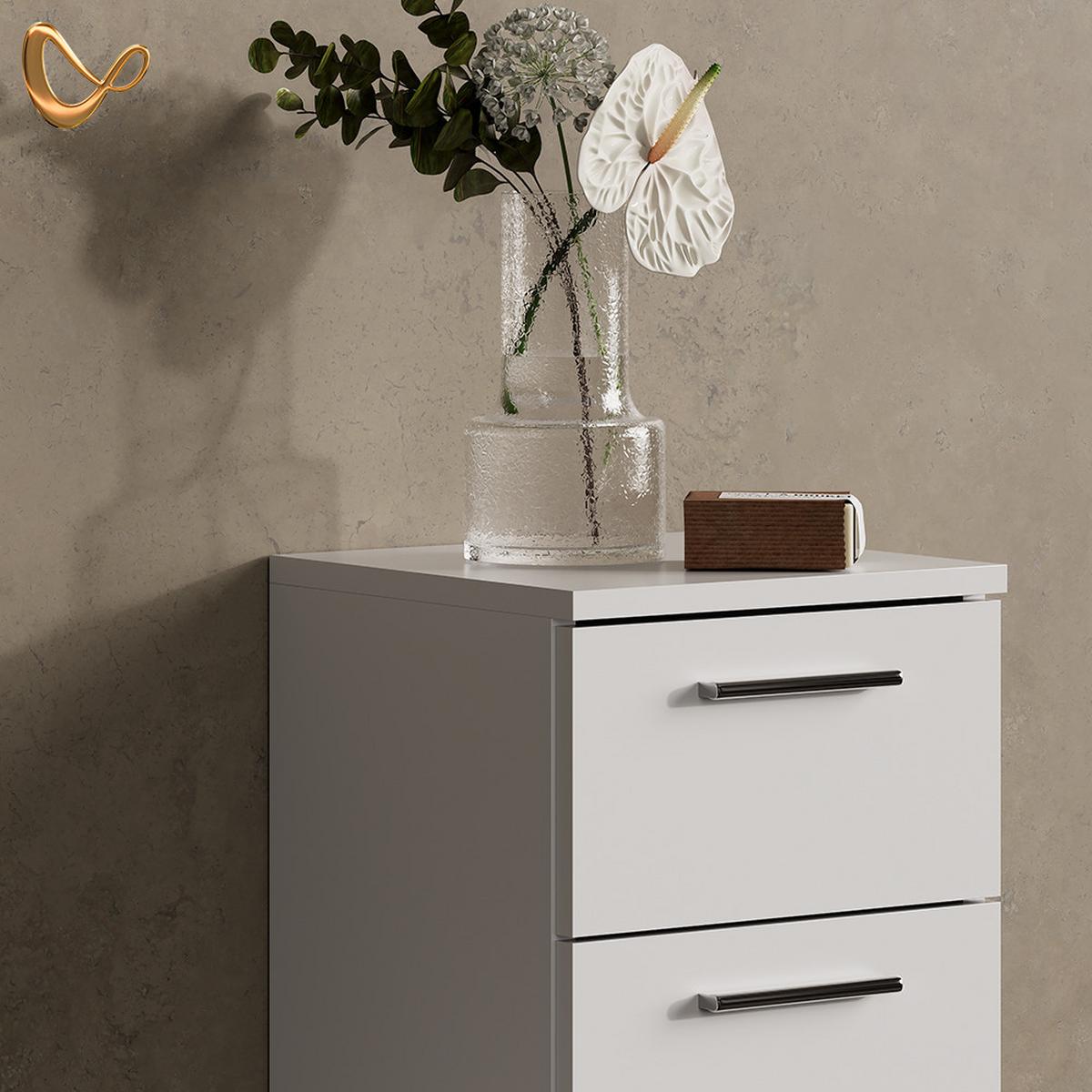 BADMÖBEL-SET Eisak Weiß 4 Teile, mit Hochschrank - Weiß, Holzwerkstoff (80/60/33cm) - Livinity®