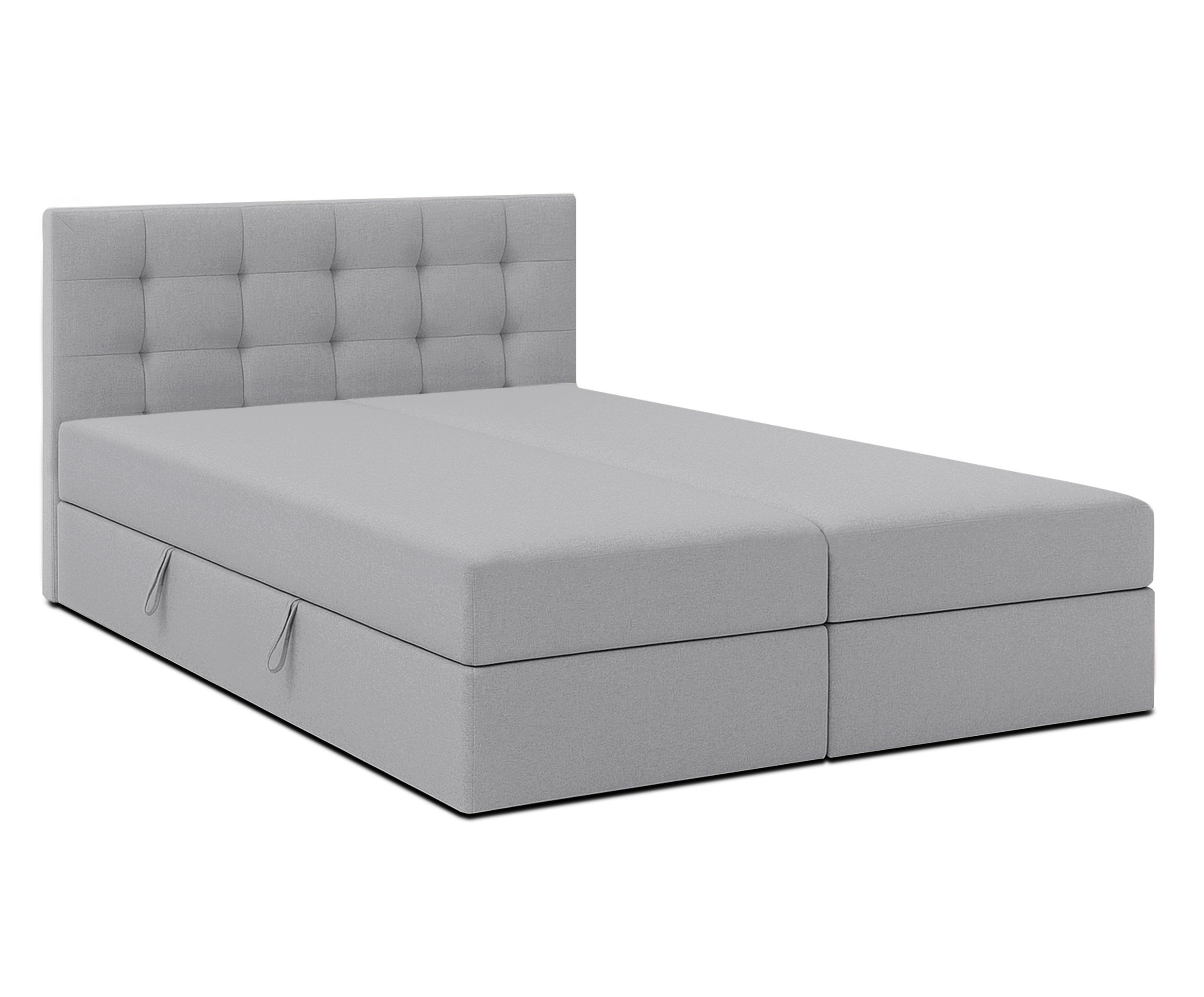 BOXBETT BELINAI 140x200 cm mit Bettkasten und Matratze - Grau + TOPPER - Schwarz/Grau, Holz/Holzwerkstoff (140/200cm) - AX Living