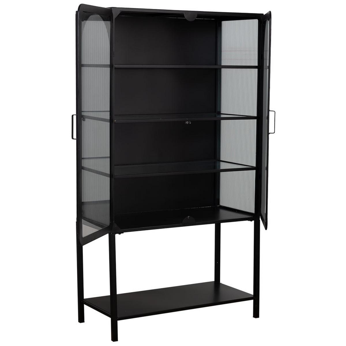 VITRINE aus Metall und Glas mit 2 Türen, 88x44x160 cm, Schwarz - Schwarz, Metall (88/160/44cm) - Wanderlust