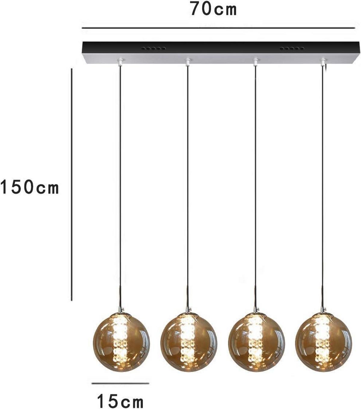 PENDELLEUCHTE Energie 4-flammig 70/15/150 cm - Bernsteinfarben, Glas (70/15/150cm) - Nettlife
