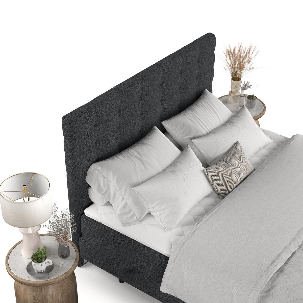 BOXBETT Niro 140/200 cm Anthrazit im Riva Stoff - Anthrazit/Schwarz, Holz/Holzwerkstoff (140/200cm) - AltaBeds