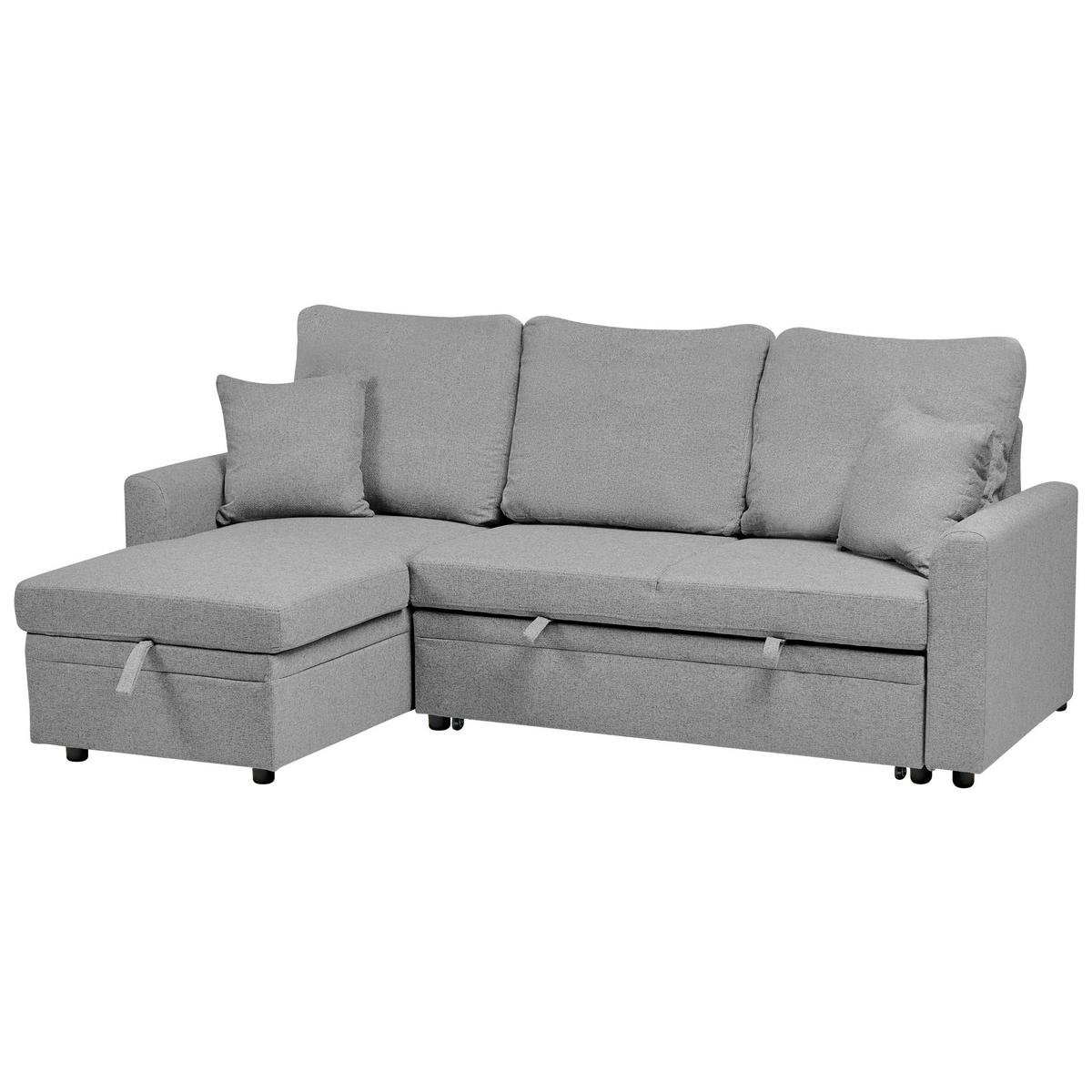 ECKSCHLAFSOFA 3-Sitzer Kunstleinen Grau rechtsseitig Nassjo - Grau, Textil (210/131cm) - Beliani