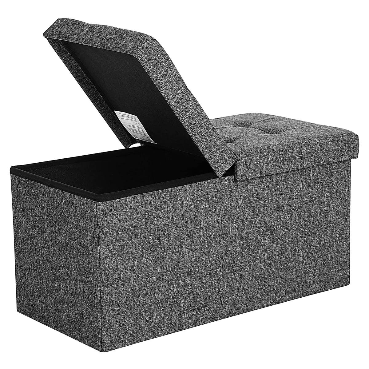 SITZBOX mit Deckel, von zwei Seiten faltbar - L76 cm - Grau, Holzwerkstoff (38/38/8cm) - Calicosy